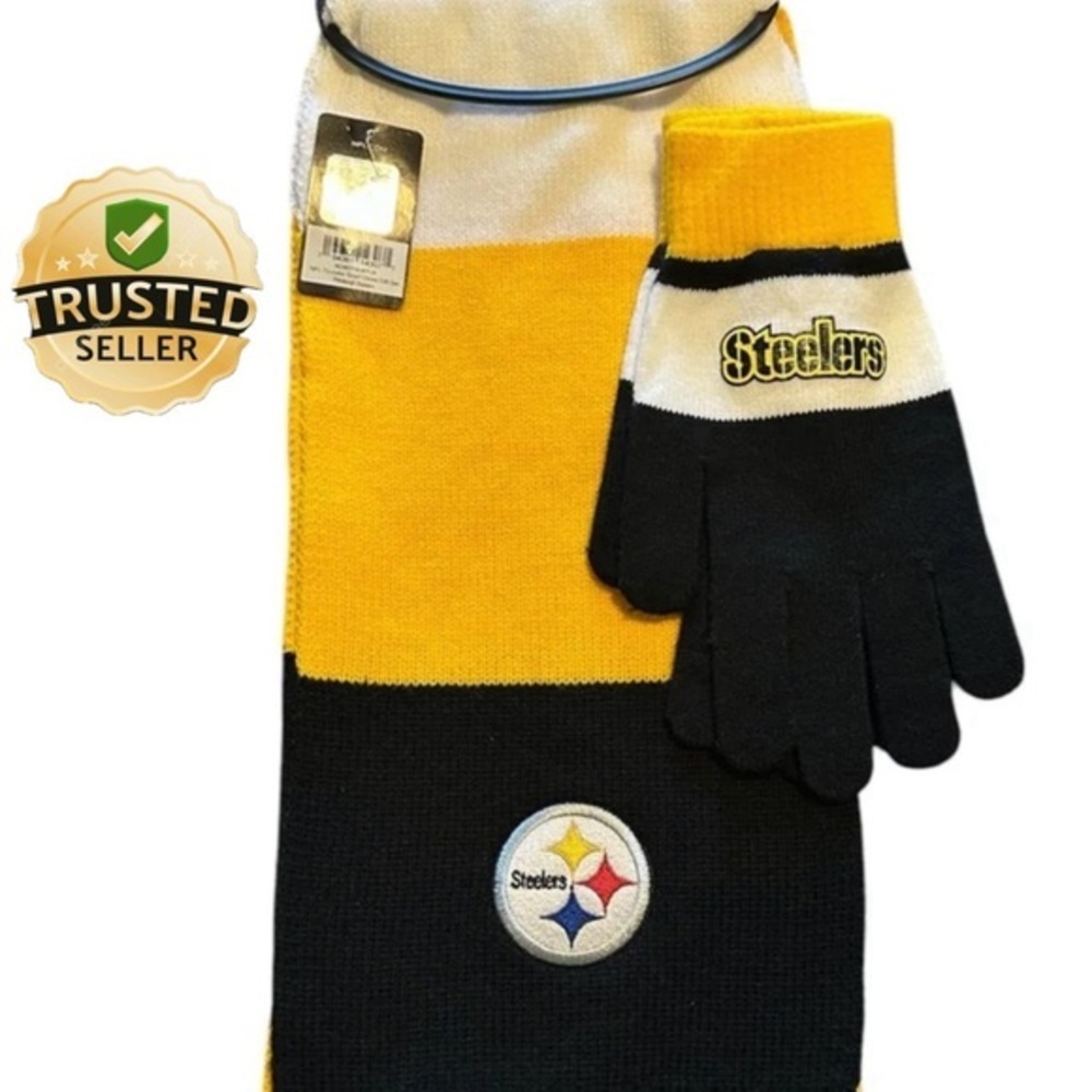 HP! 🎆 NEW NFL Scarf set Steelers Logo Scarf and Gloves Set NWT